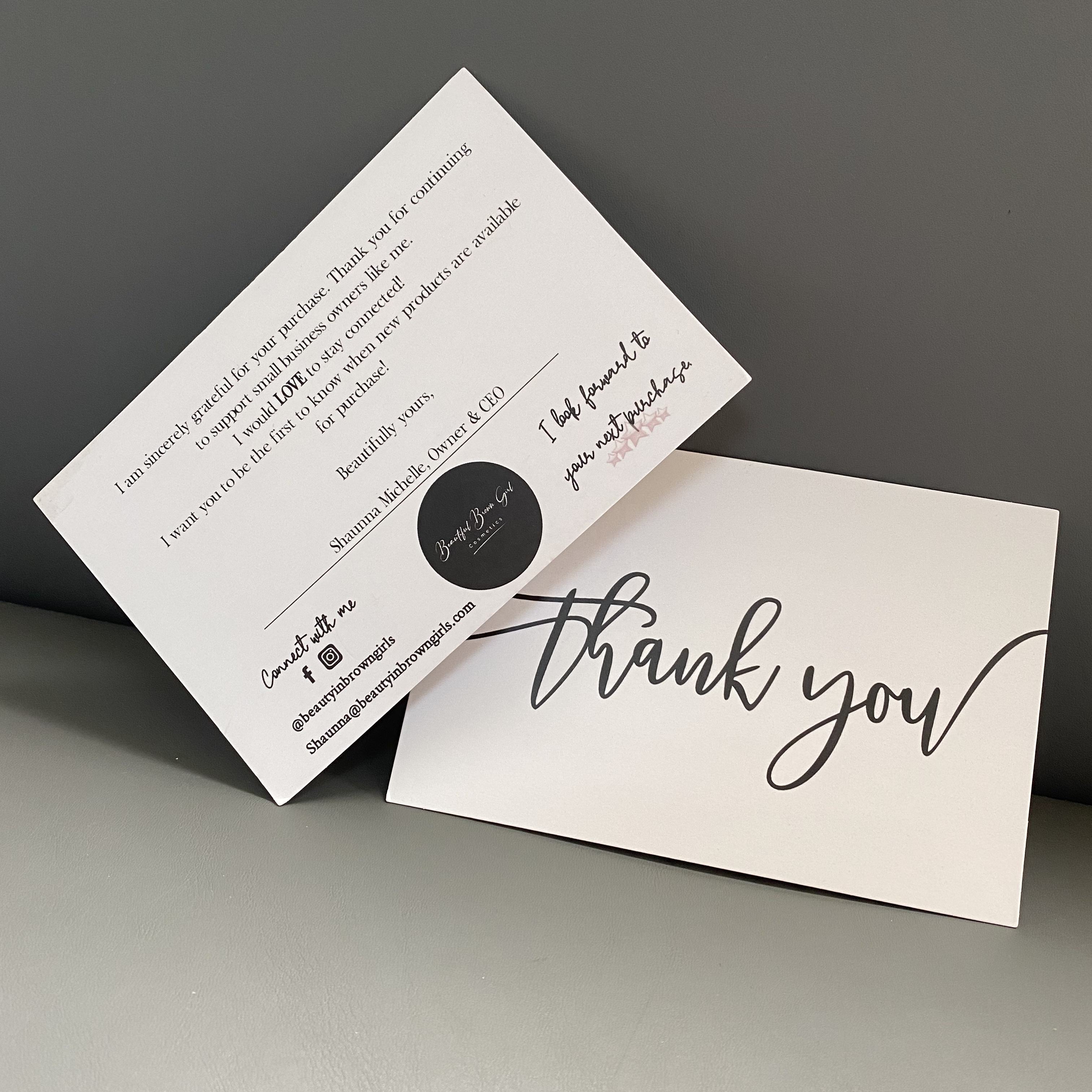 Custom insert cards and thank you cards